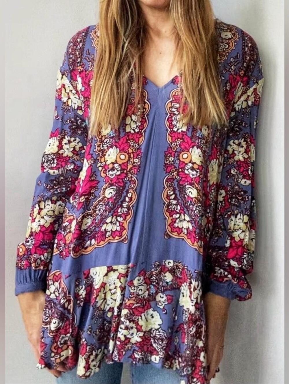 Free People Floral Tunic Top